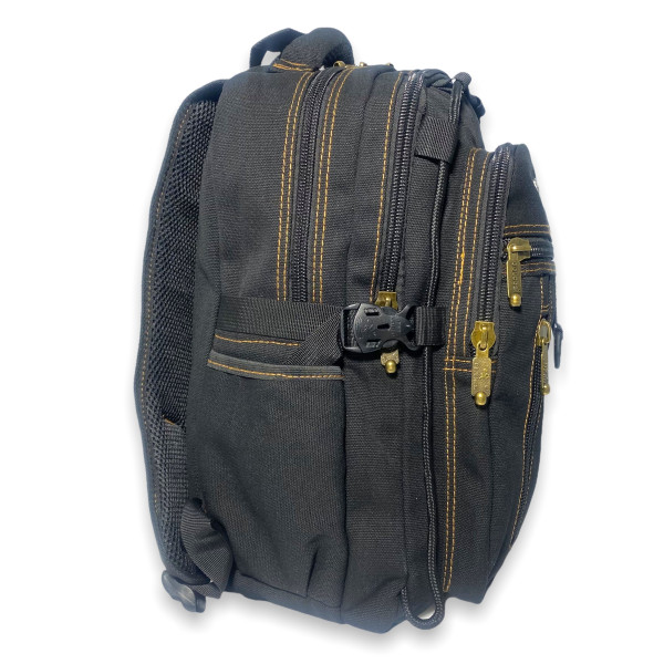 Брезентовий рюкзак, 20 л, чорний, три відділення, бічні кишені