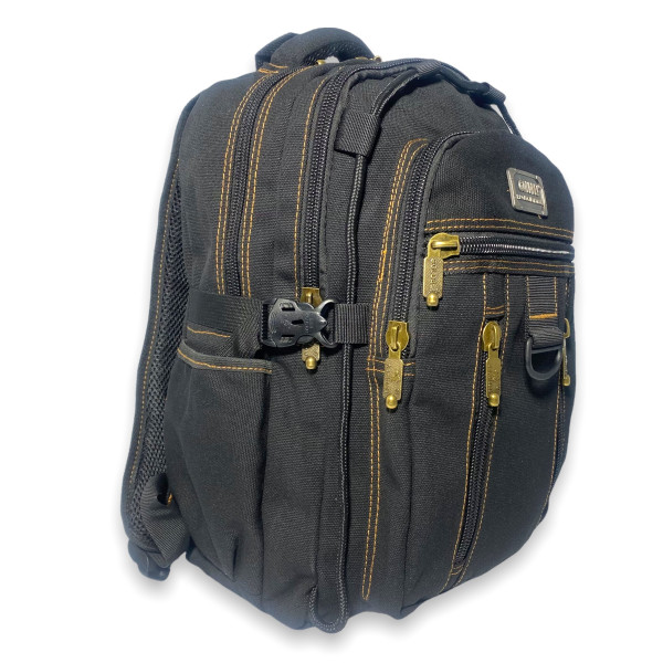 Брезентовий рюкзак, 20 л, чорний, три відділення, бічні кишені