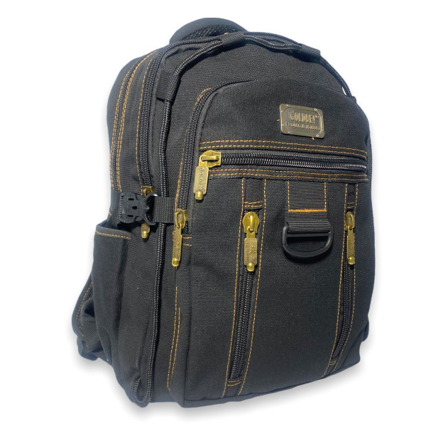 Брезентовий рюкзак, 20 л, чорний, три відділення, бічні кишені