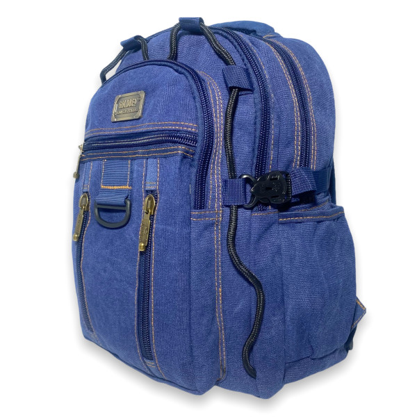 Брезентовий рюкзак, 20 л, синій, міцний, три відділення, бічні кишені Брезентовий рюкзак, 20 л, синій, міцний, три відділення, бічні кишені