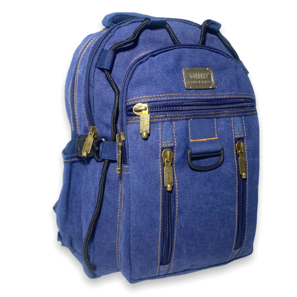 Брезентовий рюкзак, 20 л, синій, міцний, три відділення, бічні кишені Брезентовий рюкзак, 20 л, синій, міцний, три відділення, бічні кишені