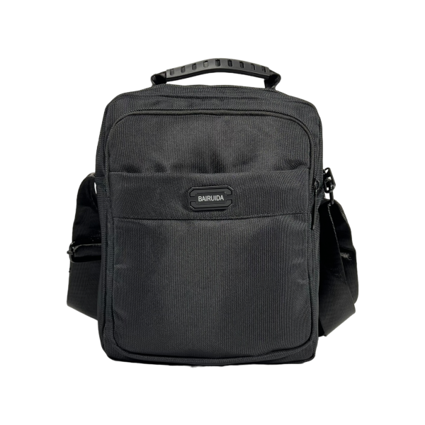 Сучасна сумка через плече для чоловіків на три відділення, ручка для переносу, чорна