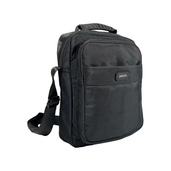 Сучасна сумка через плече для чоловіків на три відділення, ручка для переносу, чорна Сучасна сумка через плече для чоловіків на три відділення, ручка для переносу, чорна