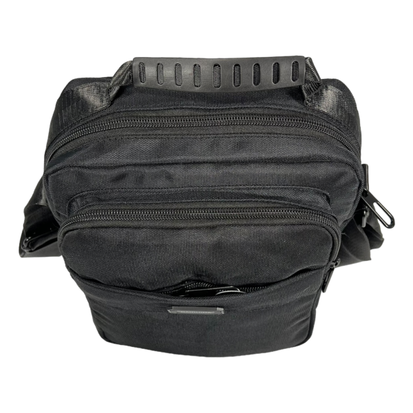 Сучасна сумка через плече для чоловіків на три відділення, ручка для переносу, чорна Сучасна сумка через плече для чоловіків на три відділення, ручка для переносу, чорна