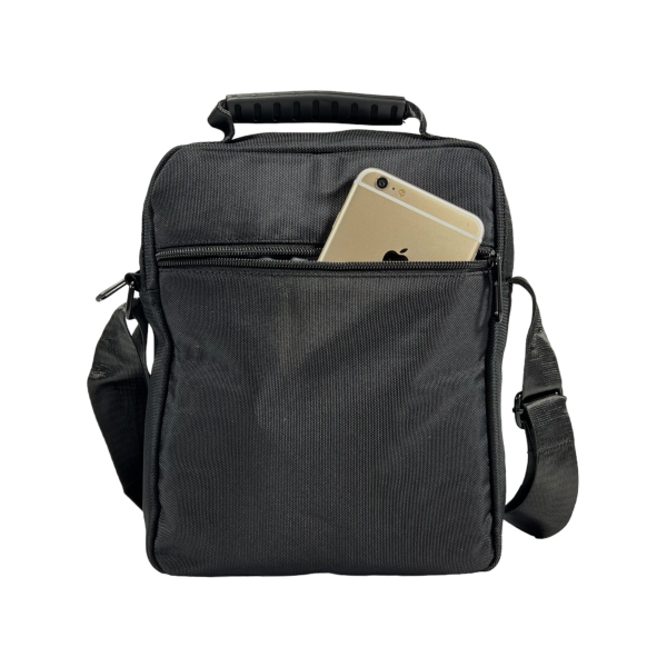 Сучасна сумка через плече для чоловіків на три відділення, ручка для переносу, чорна Сучасна сумка через плече для чоловіків на три відділення, ручка для переносу, чорна