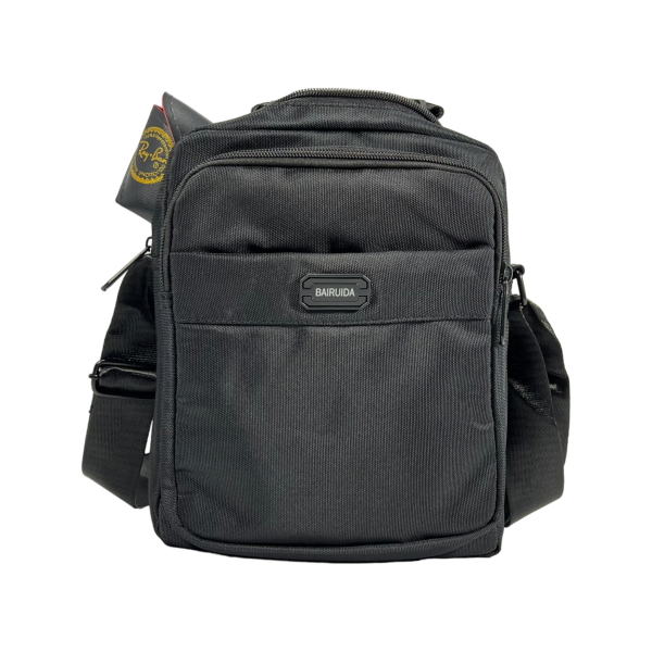 Сучасна сумка через плече для чоловіків на три відділення, ручка для переносу, чорна Сучасна сумка через плече для чоловіків на три відділення, ручка для переносу, чорна