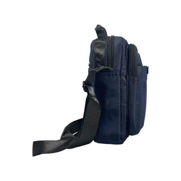 Текстильна практична сумка через плече на три відділення, синя Текстильна практична сумка через плече на три відділення, синя