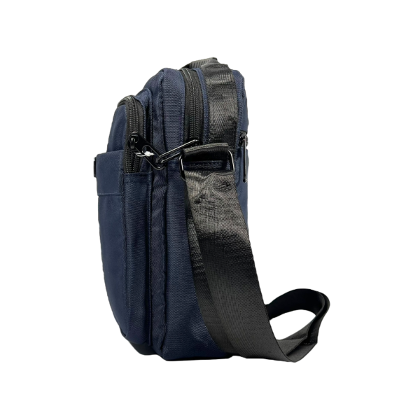 Текстильна практична сумка через плече на три відділення, синя Текстильна практична сумка через плече на три відділення, синя