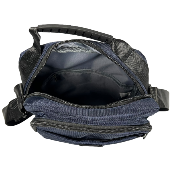 Текстильна практична сумка через плече на три відділення, синя Текстильна практична сумка через плече на три відділення, синя