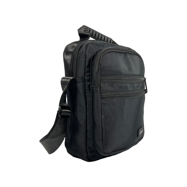 Міцна сумка через плече на чотири відділення, 5 л, текстиль, чорна Міцна сумка через плече на чотири відділення, 5 л, текстиль, чорна
