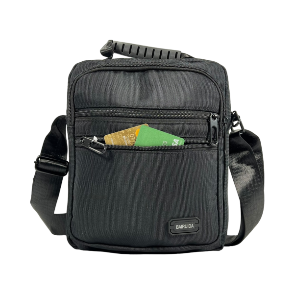 Міцна сумка через плече на чотири відділення, 5 л, текстиль, чорна Міцна сумка через плече на чотири відділення, 5 л, текстиль, чорна