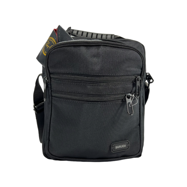 Міцна сумка через плече на чотири відділення, 5 л, текстиль, чорна Міцна сумка через плече на чотири відділення, 5 л, текстиль, чорна