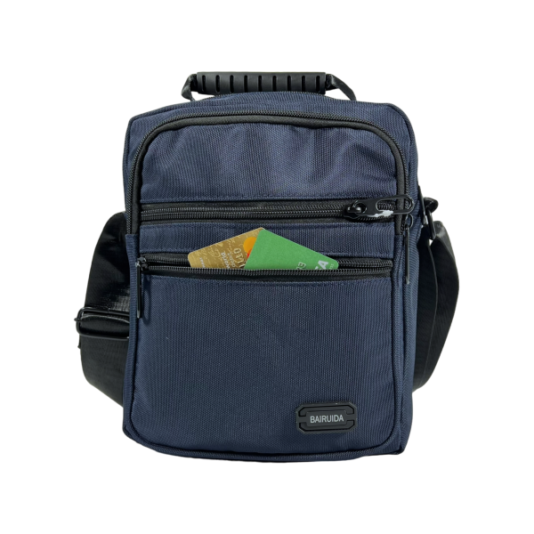 Сумка через плече на чотири відділення, 5 л, міцна, текстиль, синя