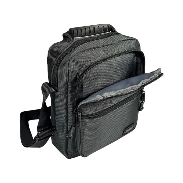 Текстильная сумка через плечо на четыре отделения серого цвета, 4 л Текстильная сумка через плечо на четыре отделения серого цвета, 4 л