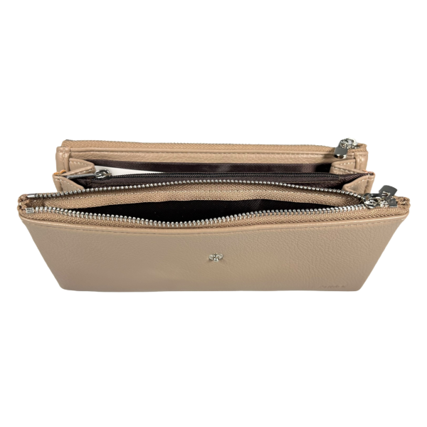 Женский кошелек экокожа, бежевый, с кнопочной застежкой Женский кошелек экокожа, бежевый, с кнопочной застежкой