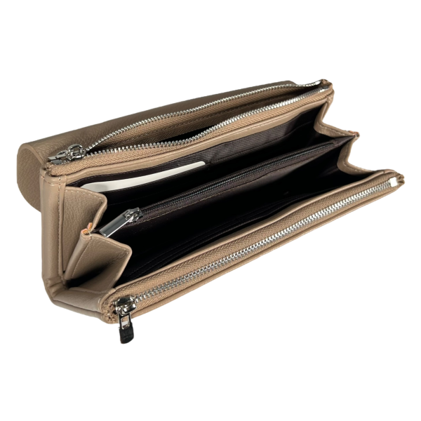 Женский кошелек экокожа, бежевый, с кнопочной застежкой Женский кошелек экокожа, бежевый, с кнопочной застежкой