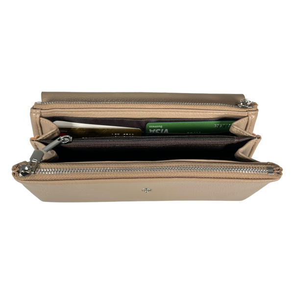 Женский кошелек экокожа, бежевый, с кнопочной застежкой Женский кошелек экокожа, бежевый, с кнопочной застежкой