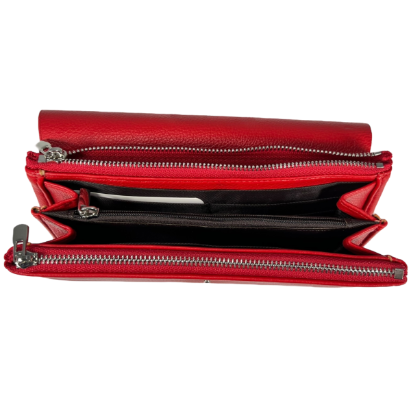 Женский кошелек из кожзаменителя, красный, с кнопочной застежкой Женский кошелек из кожзаменителя, красный, с кнопочной застежкой