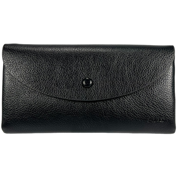 Женский кошелек из экокожи, черный, два выделения для купюр на молнии