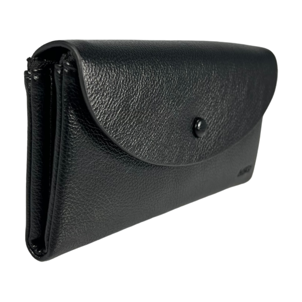 Женский кошелек из экокожи, черный, два выделения для купюр на молнии Женский кошелек из экокожи, черный, два выделения для купюр на молнии