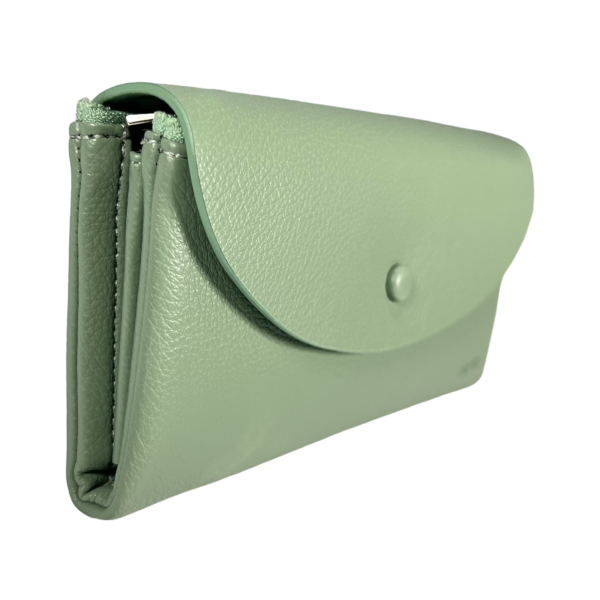 Стильний гаманець екошкіра, м'ятний, два віділеня для купюр на блискавці Стильний гаманець екошкіра, м'ятний, два віділеня для купюр на блискавці