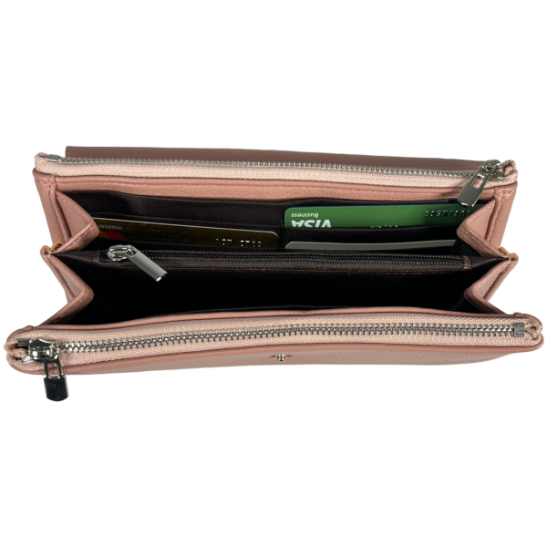 Женский кошелек с экокожи, розовый, 4 отделения для купюр Женский кошелек с экокожи, розовый, 4 отделения для купюр