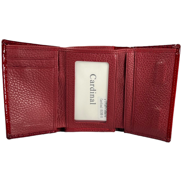 Лакированный кожаный женский кошелек, красный, с застежкой на молнии