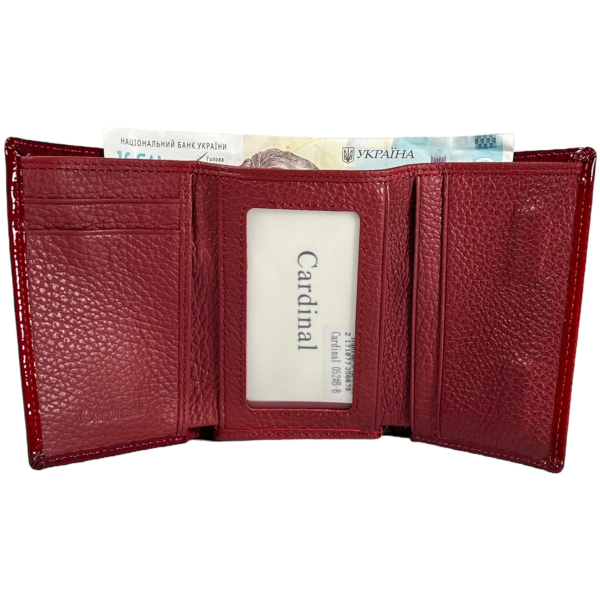 Лакированный кожаный женский кошелек, красный, с застежкой на молнии