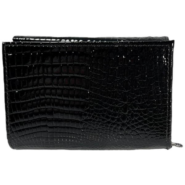 Лакований шкіряний гаманець компактного розміру, чорний