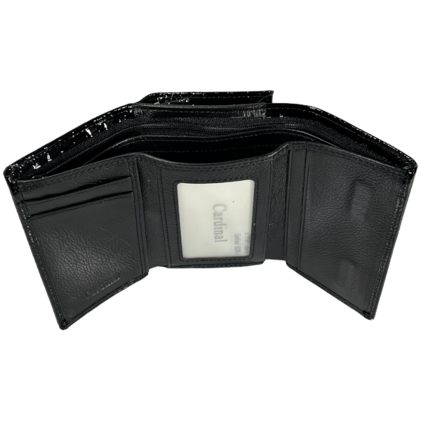 Лакований шкіряний гаманець компактного розміру, чорний