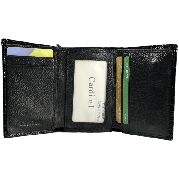 Лакований шкіряний гаманець компактного розміру, чорний