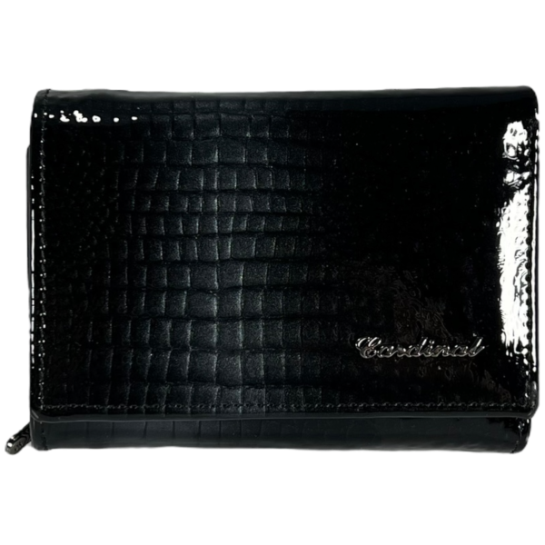 Жіночий гаманець шкіряний, чорний, з застібкою на блискавці