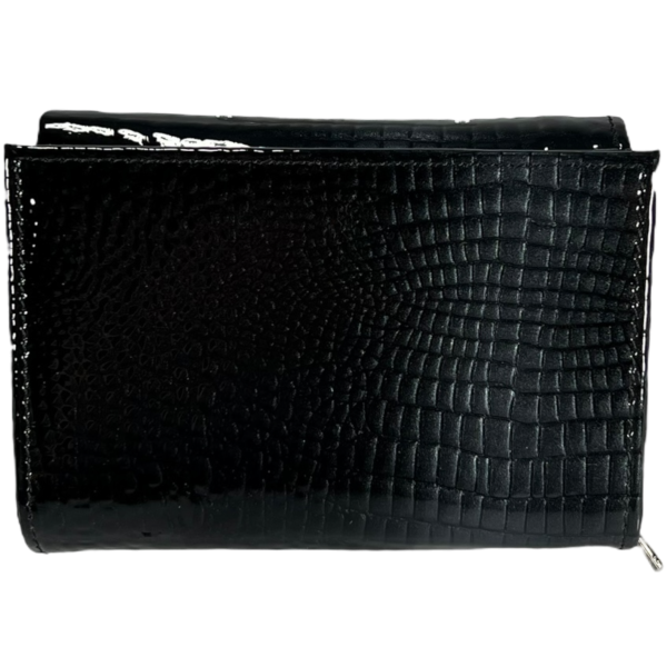 Жіночий гаманець шкіряний, чорний, з застібкою на блискавці