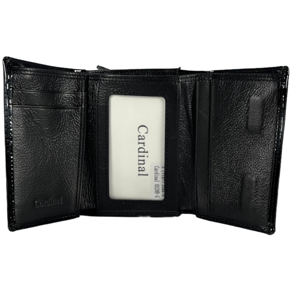 Жіночий гаманець шкіряний, чорний, з застібкою на блискавці