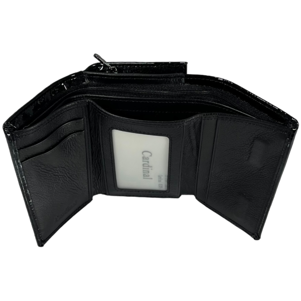 Жіночий гаманець шкіряний, чорний, з застібкою на блискавці