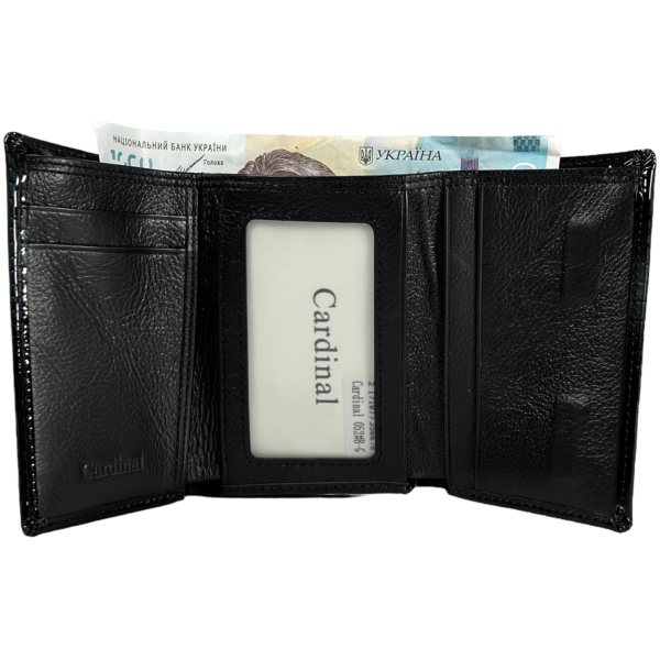 Жіночий гаманець шкіряний, чорний, з застібкою на блискавці