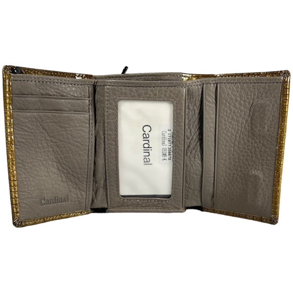 Кожаный стильный кошелек с 3 отделами для купюр, золотой