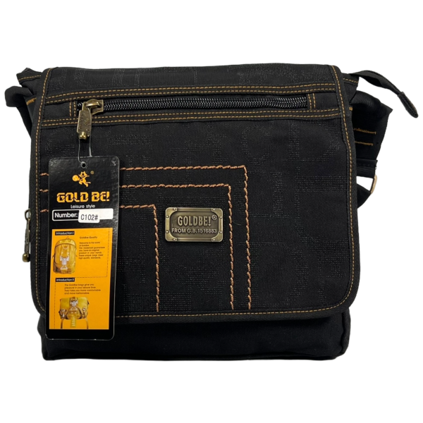 Прочная брезентовая сумка через плечо на шесть отделений, черная