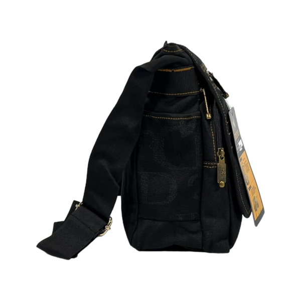 Міцна брезентова сумка через плече на шість відділень, чорна Міцна брезентова сумка через плече на шість відділень, чорна