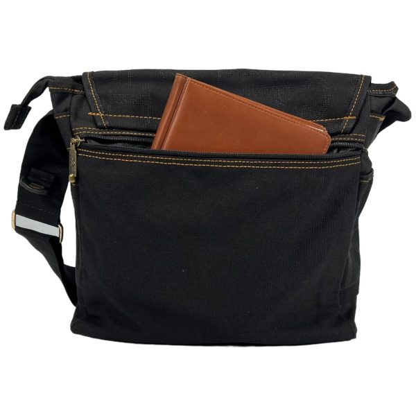 Міцна брезентова сумка через плече на шість відділень, чорна Міцна брезентова сумка через плече на шість відділень, чорна