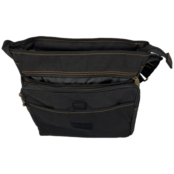 Міцна брезентова сумка через плече на шість відділень, чорна Міцна брезентова сумка через плече на шість відділень, чорна