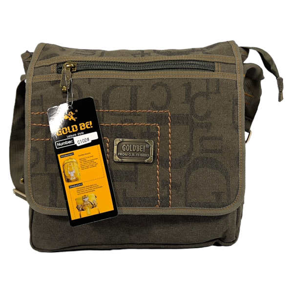 Крепкая брезентовая сумка через плечо на шесть отделений защитного цвета хаки