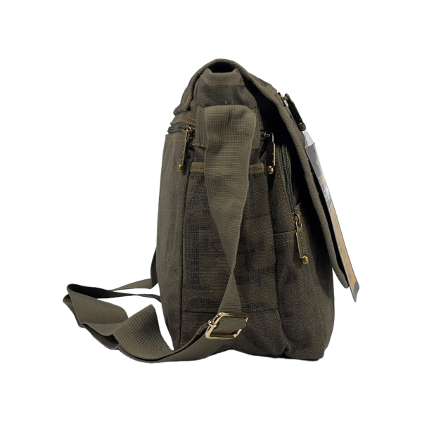 Крепкая брезентовая сумка через плечо на шесть отделений защитного цвета хаки Крепкая брезентовая сумка через плечо на шесть отделений защитного цвета хаки