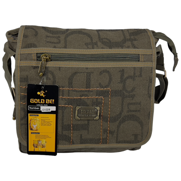 Крепкая брезентовая сумка через плечо на шесть отделений защитного цвета хаки Крепкая брезентовая сумка через плечо на шесть отделений защитного цвета хаки