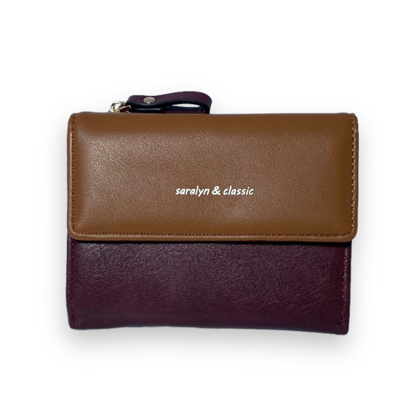 Женский кошелек Saralyn экокожа 1 отделение 5 ячеек для карт размер: 13*10*2 см бордо+коричневый Женский кошелек Saralyn экокожа 1 отделение 5 ячеек для карт размер: 13*10*2 см бордо+коричневый