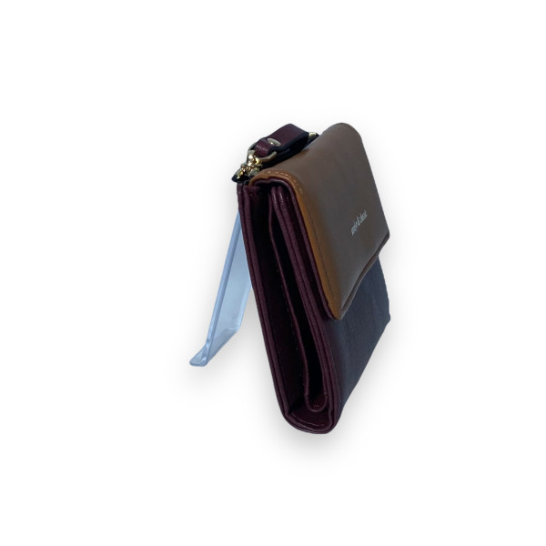 Женский кошелек Saralyn экокожа 1 отделение 5 ячеек для карт размер: 13*10*2 см бордо+коричневый Женский кошелек Saralyn экокожа 1 отделение 5 ячеек для карт размер: 13*10*2 см бордо+коричневый