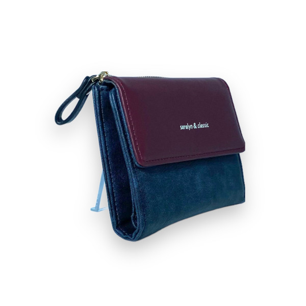 Жіночий гаманець Saralyn екошкіра 1 відділення 5 осередків для карт розмір: 13*10*2 см синій+бордо