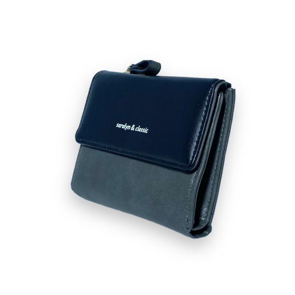 Жіночий гаманець Saralyn екошкіра 1 відділення 5 осередків для карт розмір: 13*10*2 см сірий+чорний