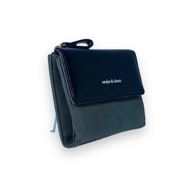 Жіночий гаманець Saralyn екошкіра 1 відділення 5 осередків для карт розмір: 13*10*2 см сірий+чорний
