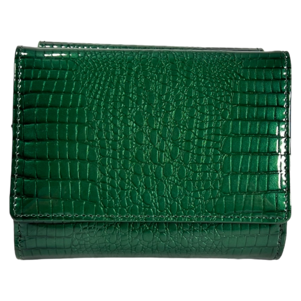 Компактный женский кошелек из натуральной кожи, зеленый, с кнопочной застежкой